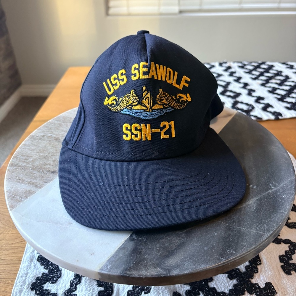 Vintage USS Seawolf SSN-21 Navy Adjustable Hat Cap Military